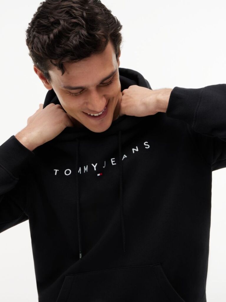 Black Regular Logo Hoody  Men