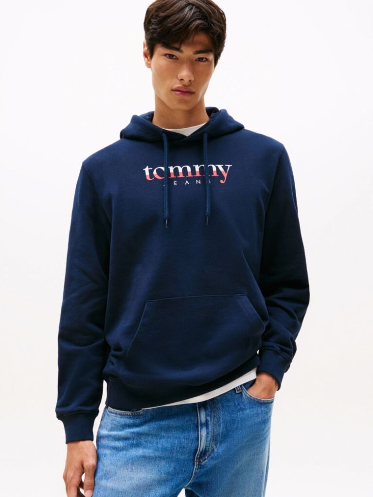 Blue Logo Drawstring Terry Hoody  Men