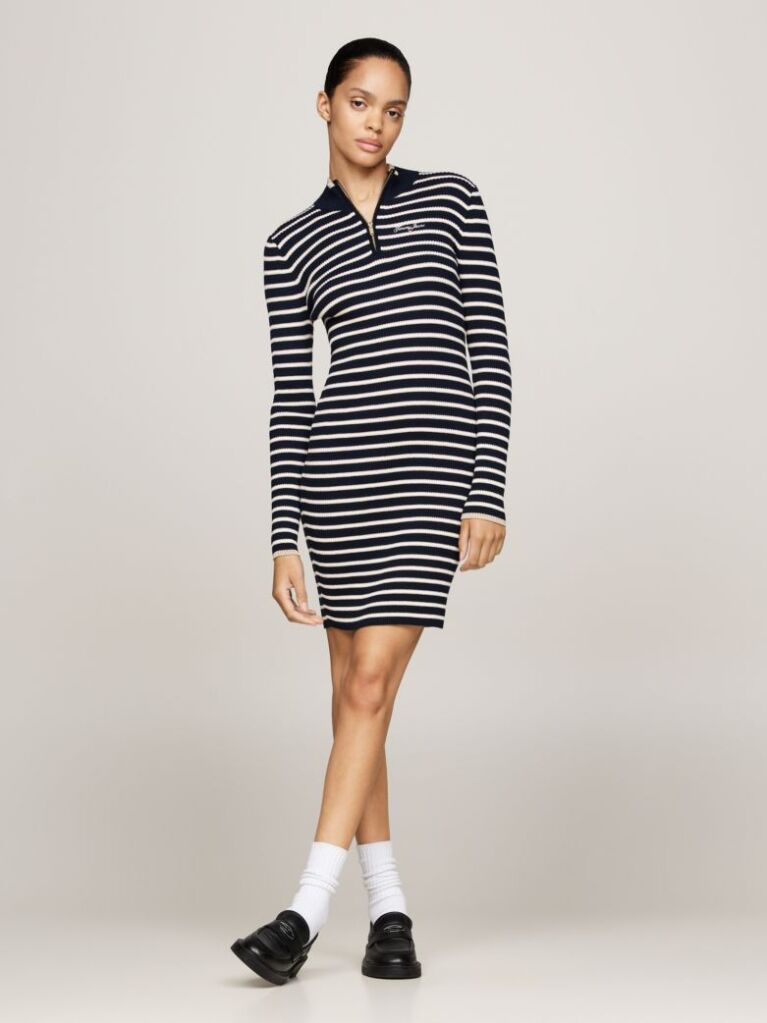 Multi Metallic Stripe Mini Jumper Dress  Women
