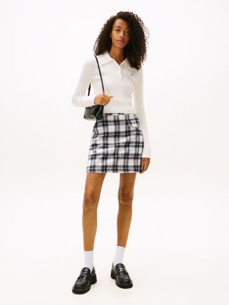 Beige High Rise A-Line Flannel Mini Skirt  Women
