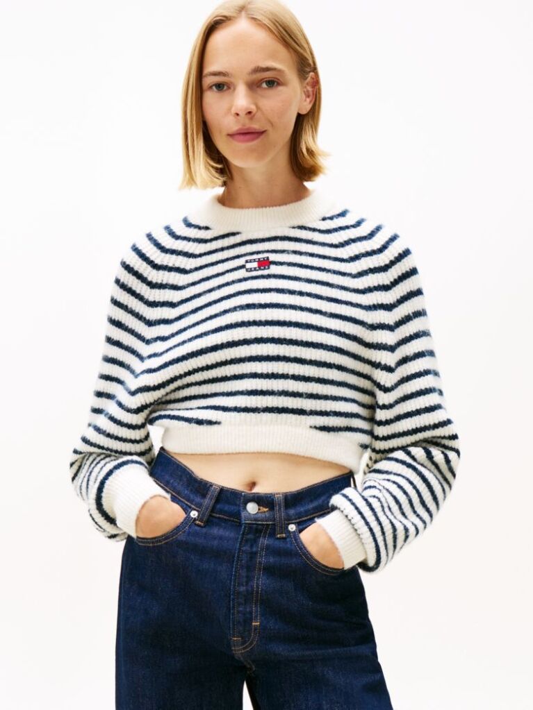 Multi Tommy Badge Boxy Jumper With Wool  Women