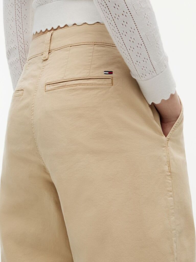 Beige Wide Leg Twill Chinos  Women
