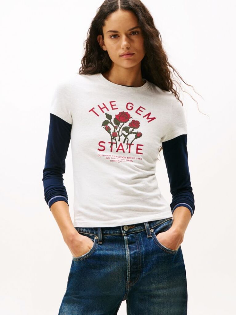 Grey Graphic Slim T-Shirt  Women