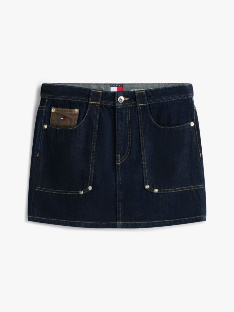 Denim Flag Embroidery Denim Straight Mini Skirt  Women