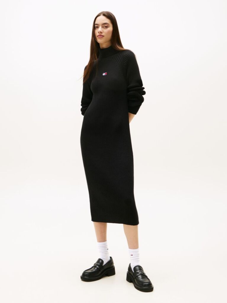 Black Tommy Badge Maxi Jumper Dress  Women