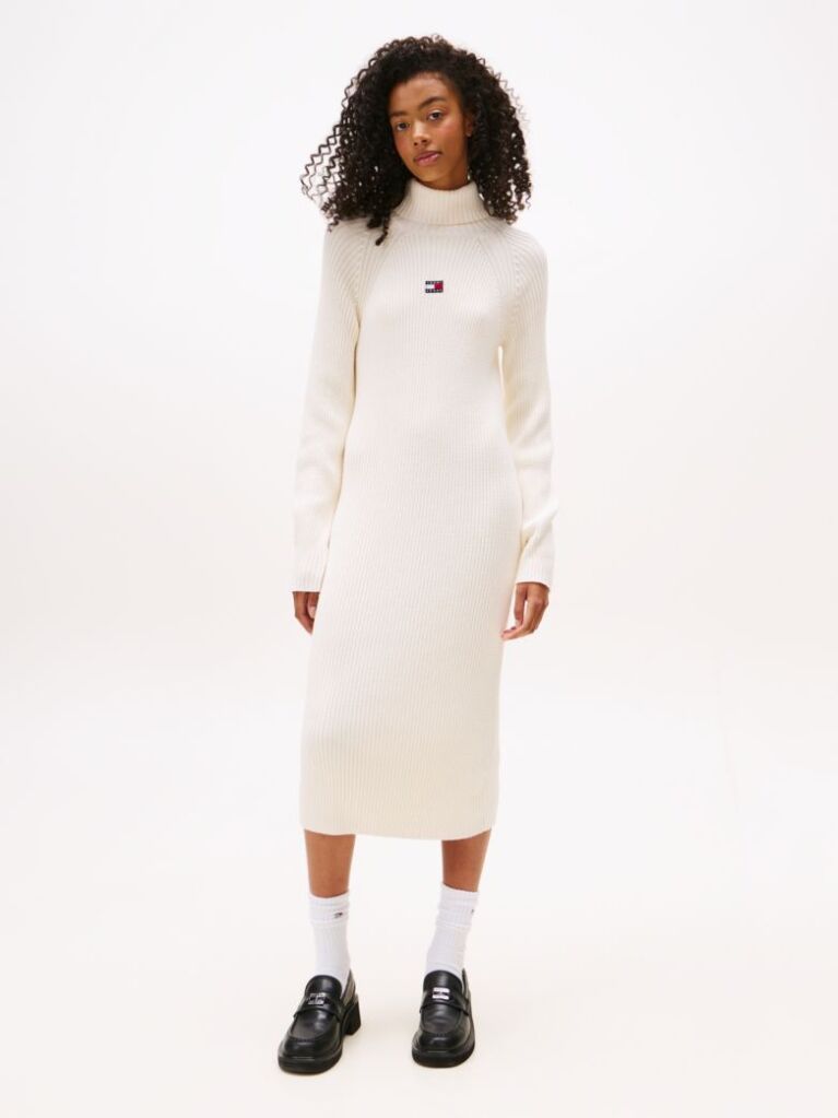 White Tommy Badge Maxi Jumper Dress  Women