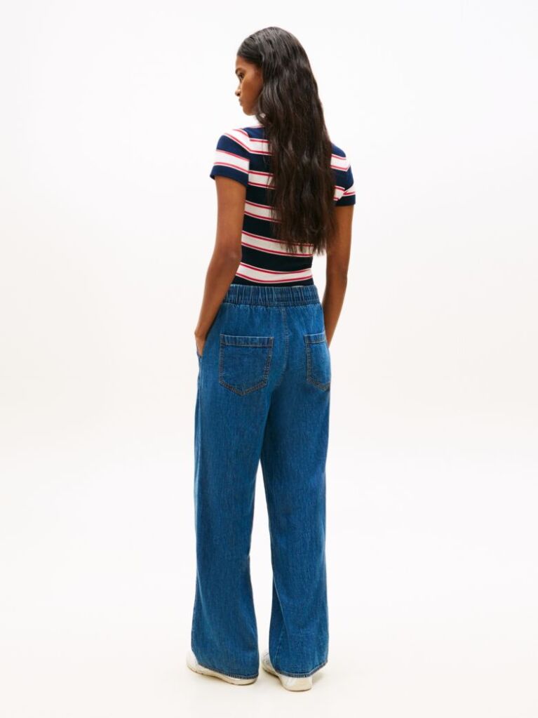 Denim Chambray Denim Loose Drawstring Trousers  Women