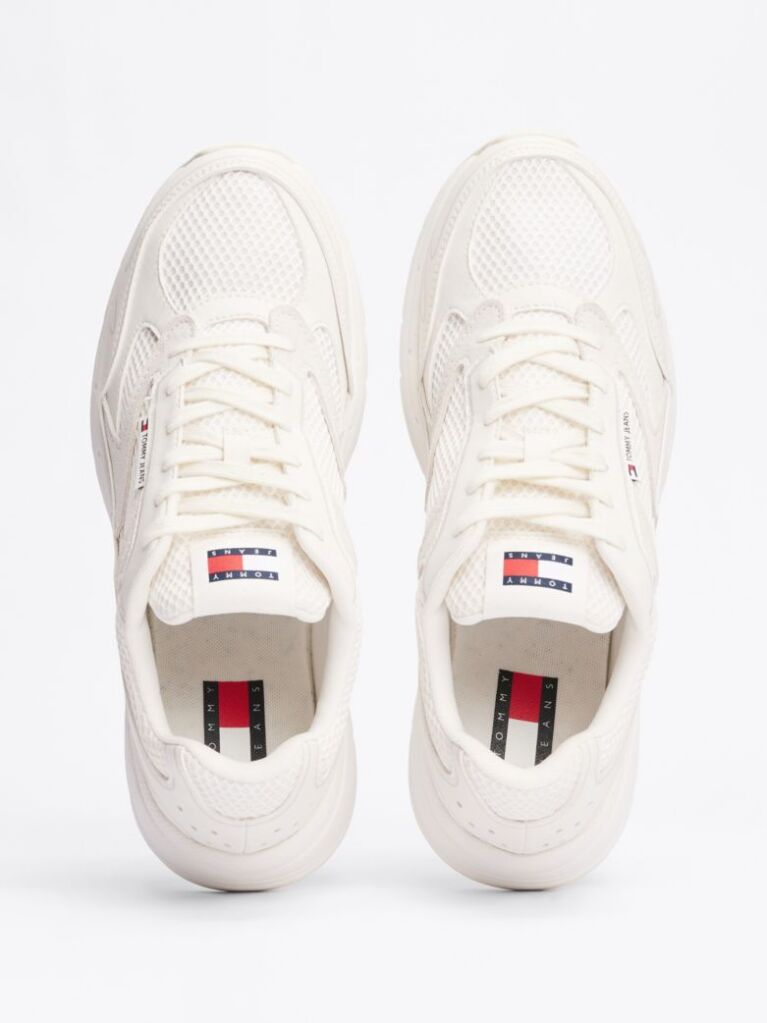 Beige Colour-Blocked Mixed Texture Trainers  Men