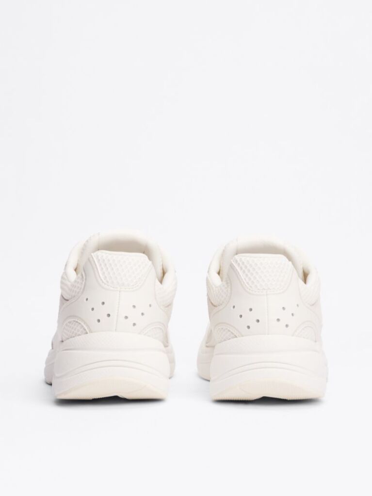 Beige Colour-Blocked Mixed Texture Trainers  Men