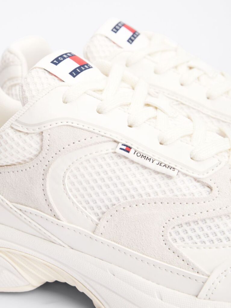 Beige Colour-Blocked Mixed Texture Trainers  Men