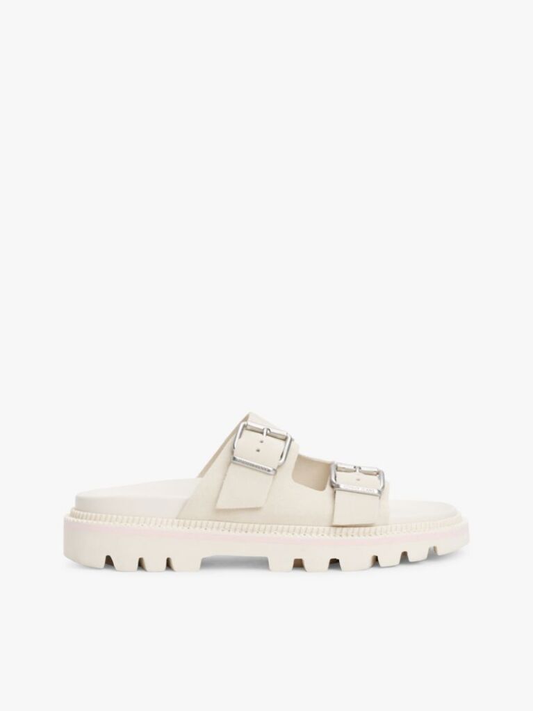 White Suede Double Strap Cleat Sandals  Women