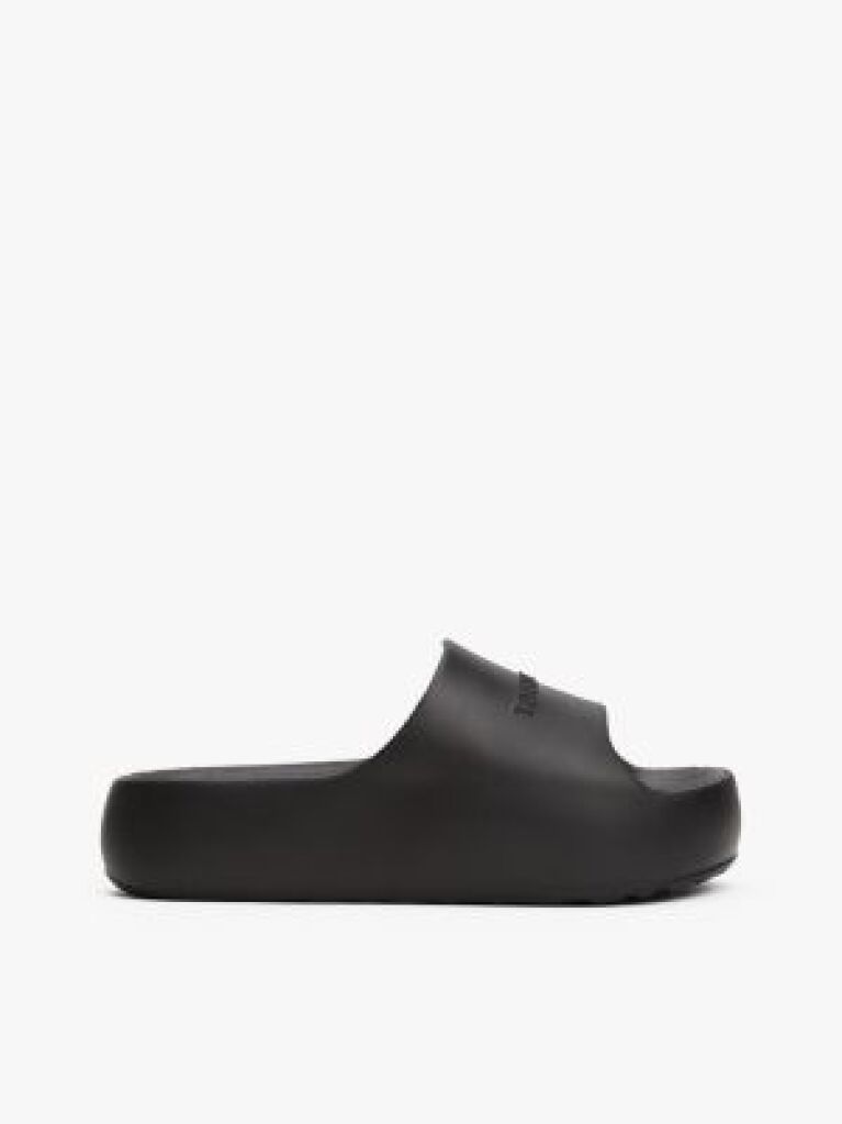 Black Logo Platform Pool Slides  Women