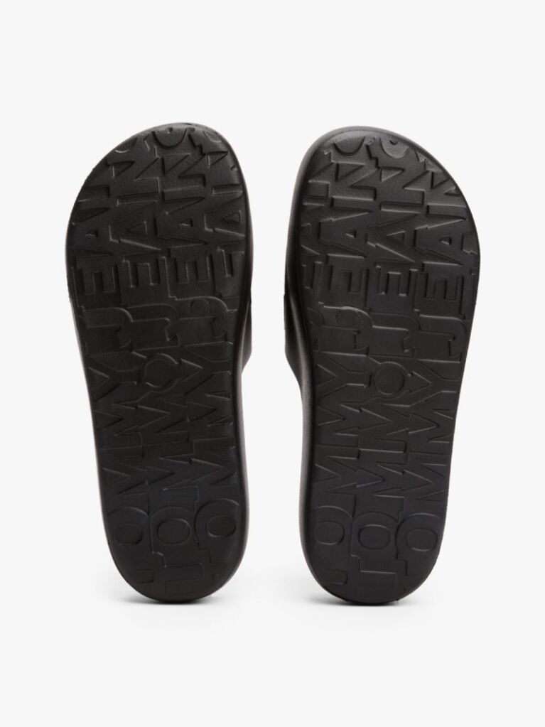 Black Logo Platform Pool Slides  Women