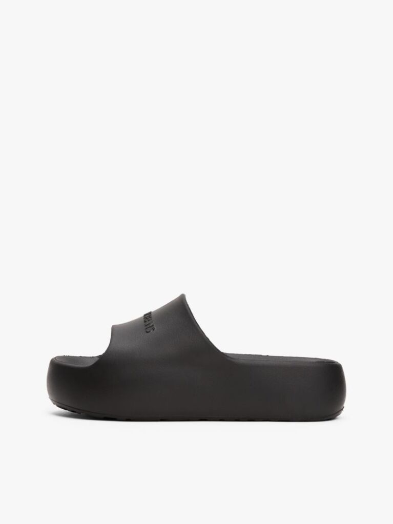 Black Logo Platform Pool Slides  Women