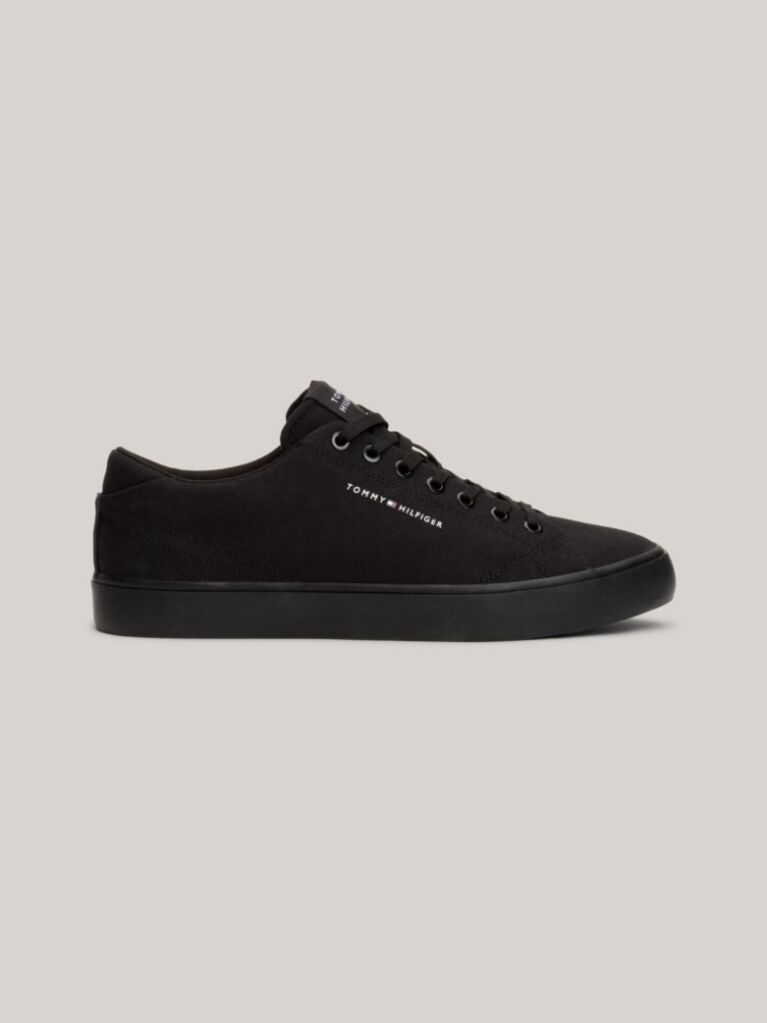 Black Essential Canvas Lace-Up Trainers  Men