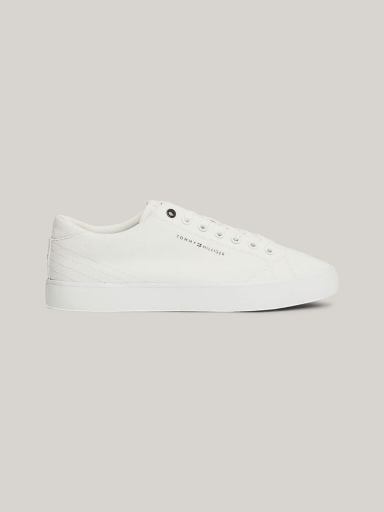 White Essential Canvas Lace-Up Trainers  Men
