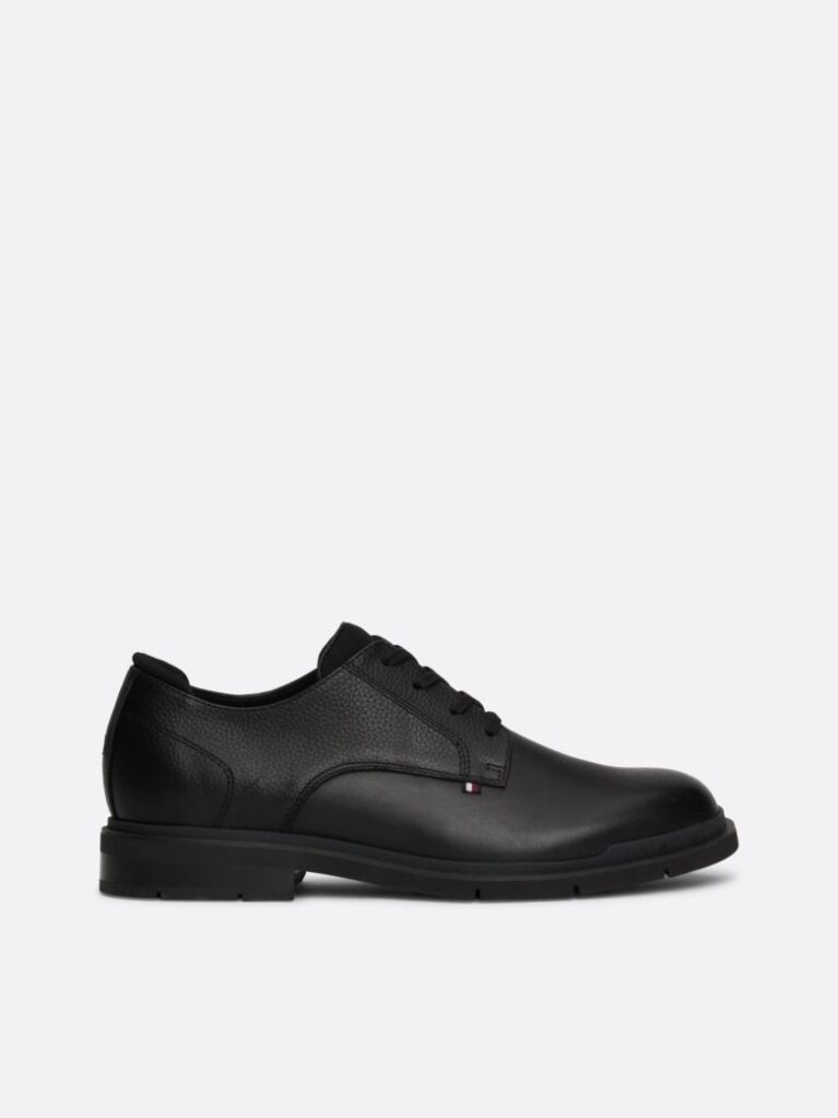 Black Pebble Grain Leather Derby Shoes  Men