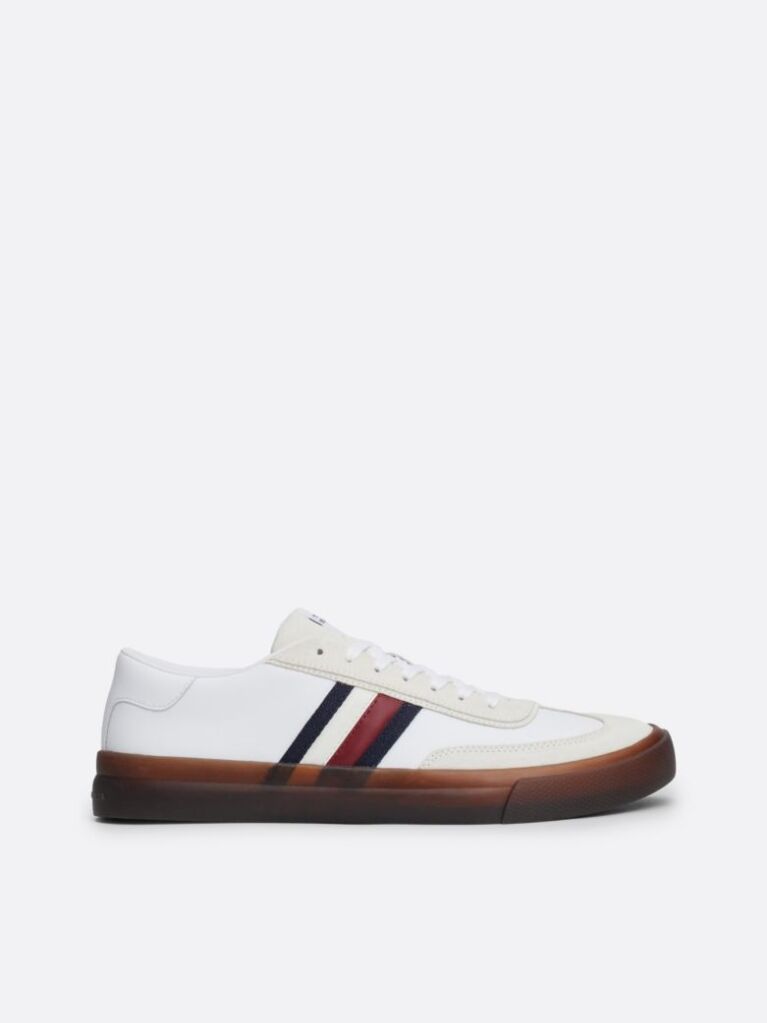White Leather Signature Tape Lace-Up Trainers  Men