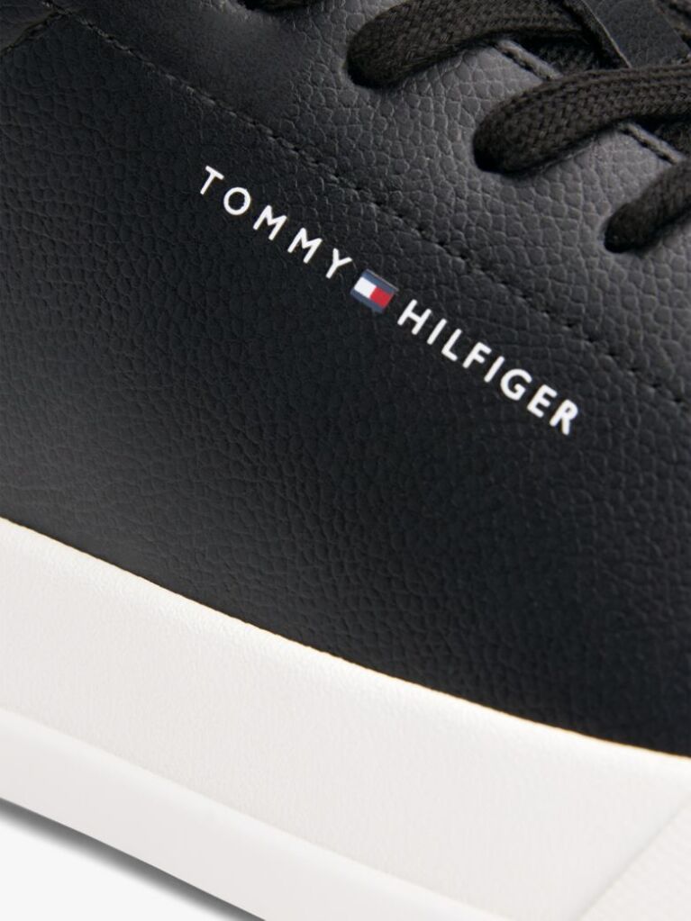 Black Pebble Grain Court Trainers  Men