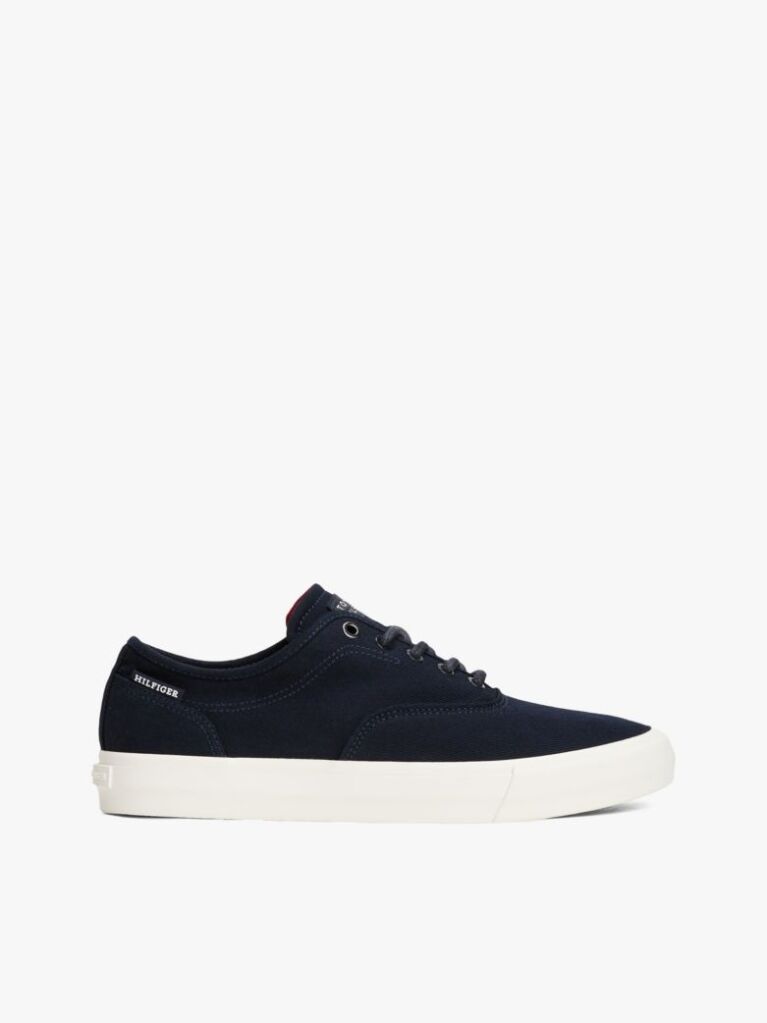 Blue Canvas Embossed Logo Trainers  Men