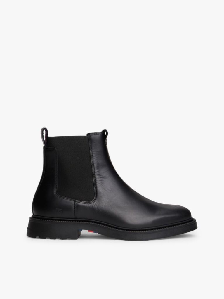 Black Lightweight Leather Chelsea Boots  Men