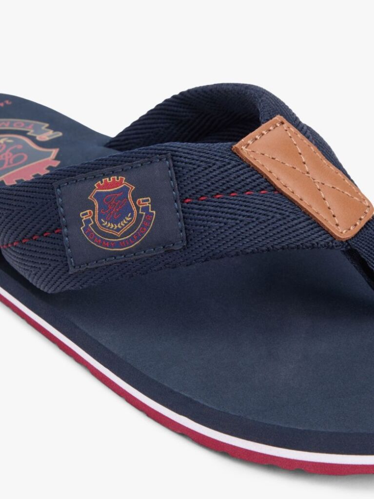 Blue Crest Patch Webbing Strap Flip-Flops  Men