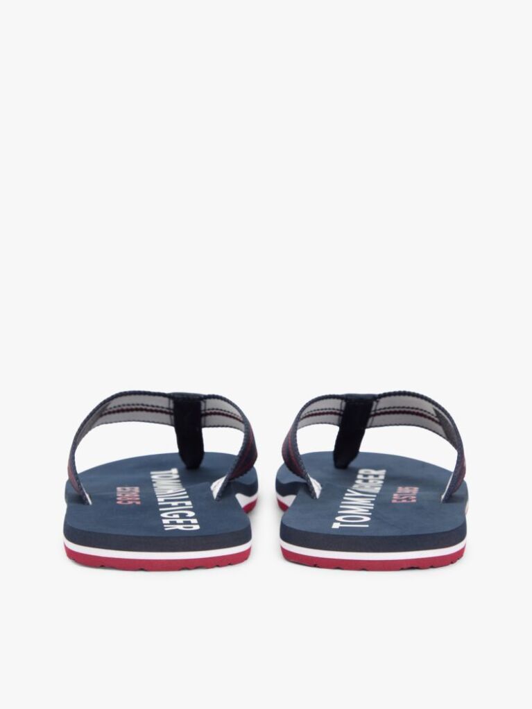 Blue Webbing Strap Logo Flip-Flops  Men
