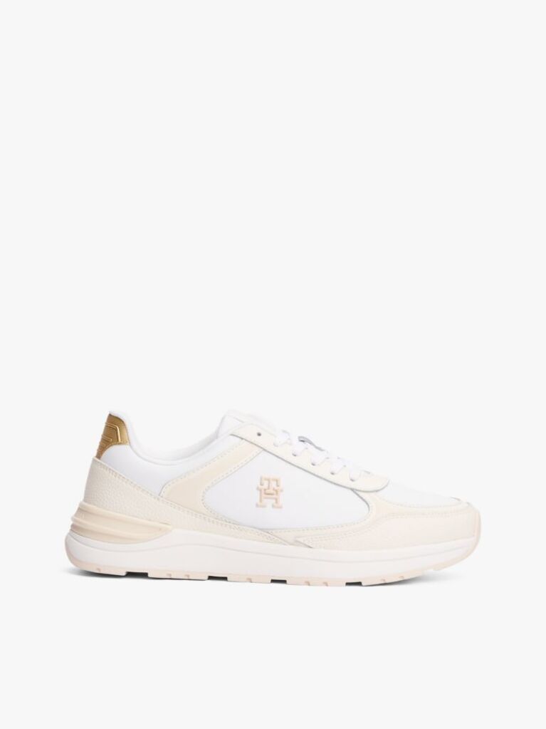 White TH Monogram Leather Trainers  Women