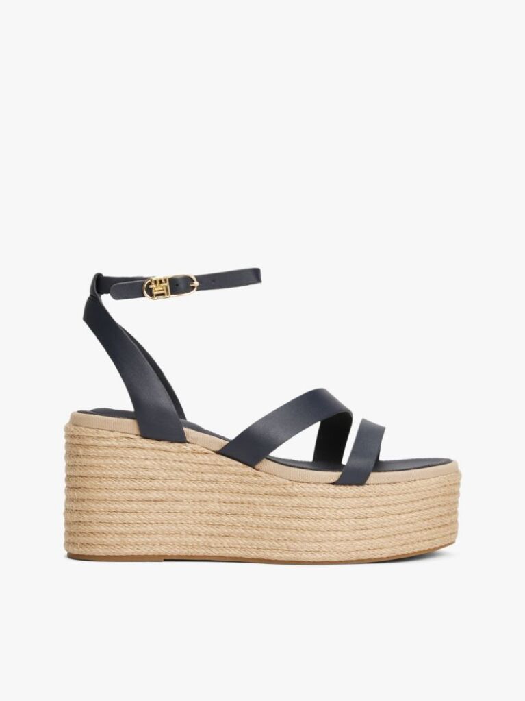 Blue Leather Platform Espadrilles  Women