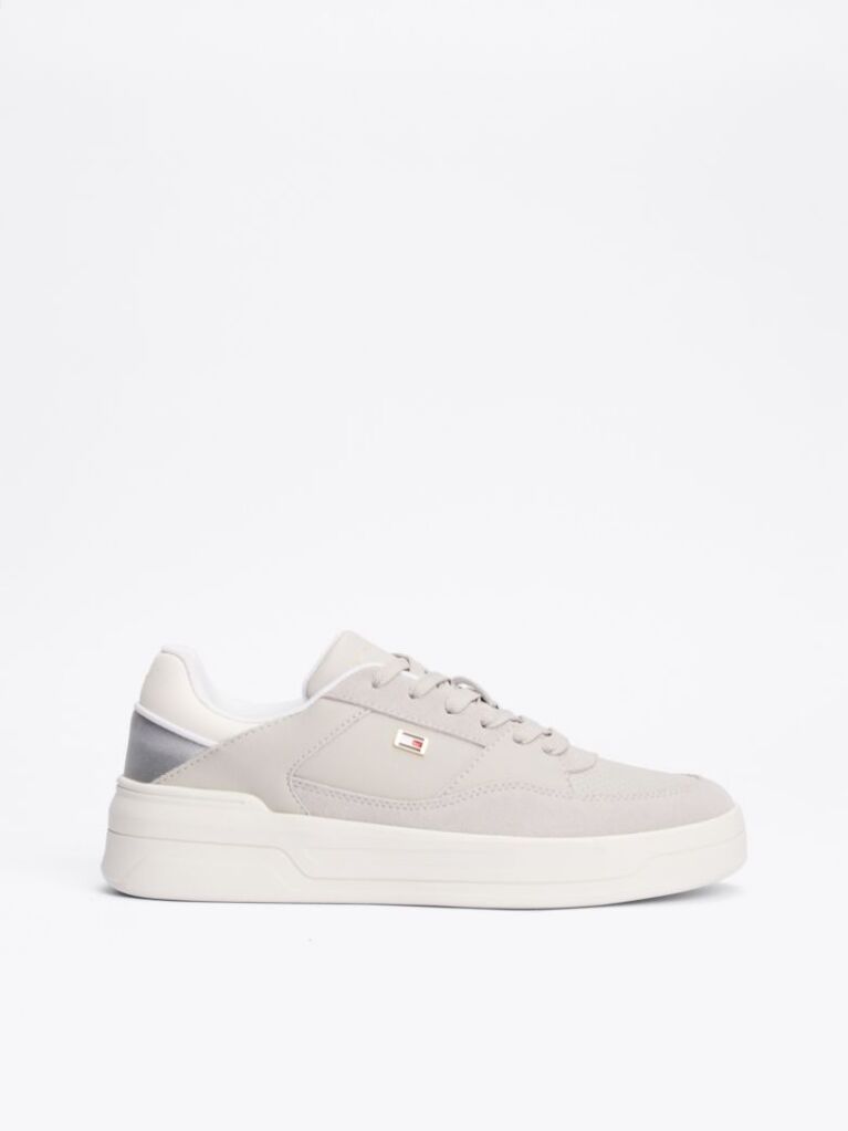 Grey Metallic Panel Basketball Trainers  Women
