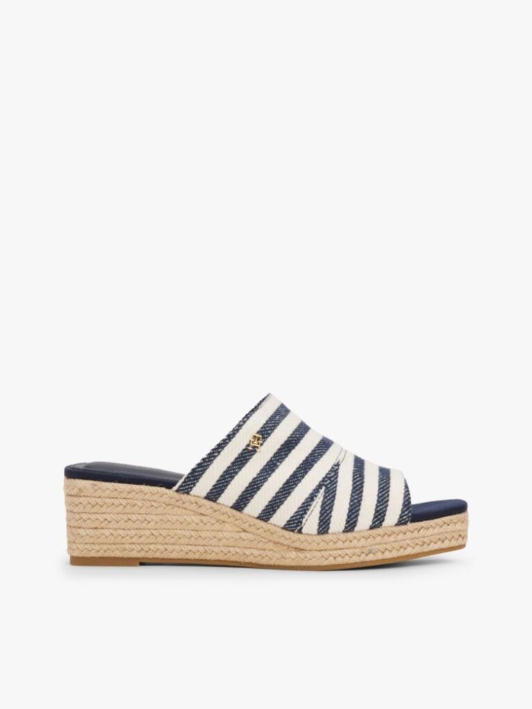 Multi Stripe Espadrille Wedge Mules  Women