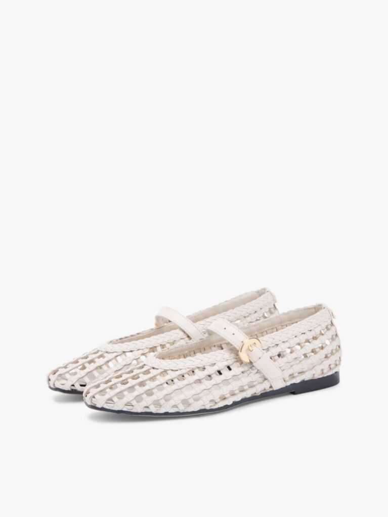 Beige Woven Mary Jane Ballerinas  Women