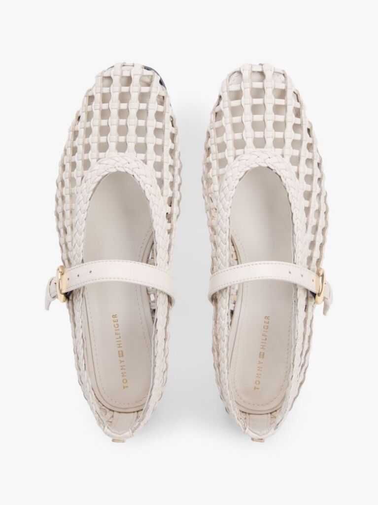 Beige Woven Mary Jane Ballerinas  Women