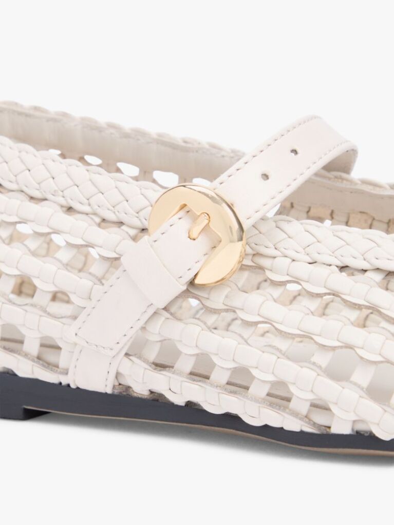 Beige Woven Mary Jane Ballerinas  Women
