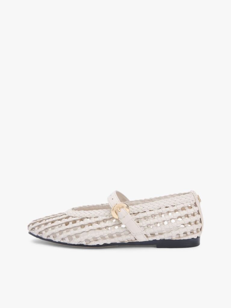 Beige Woven Mary Jane Ballerinas  Women