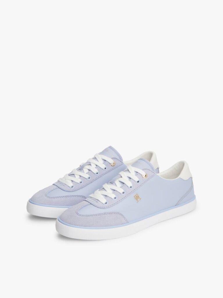 Blue Leather TH Monogram Vulcanised Trainers  Women
