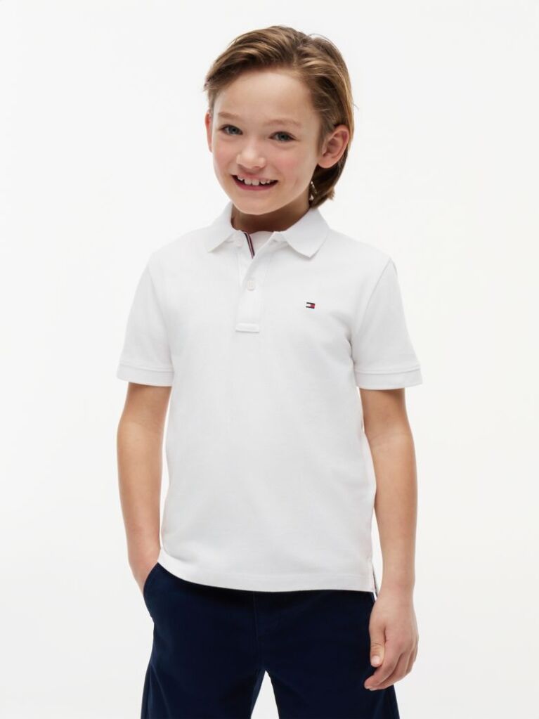 White Essential Flag Embroidery Regular Fit Polo  Boys