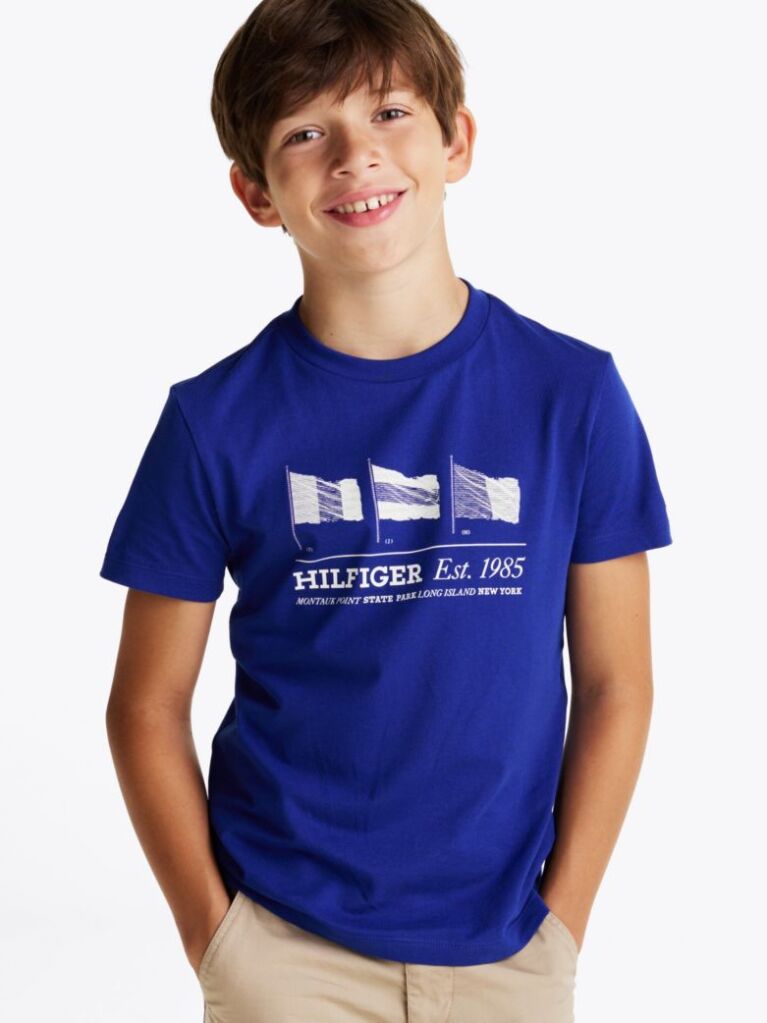 Blue Flag Graphic Crew Neck T-Shirt  Boys