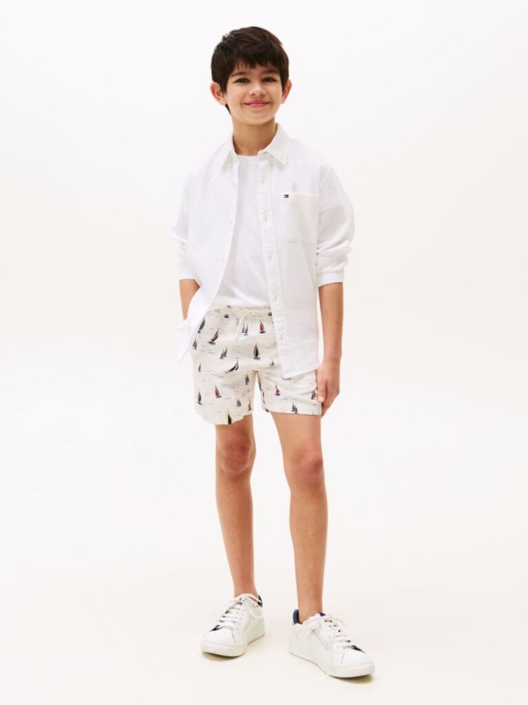 Multi Print Woven Linen Blend Shorts  Boys