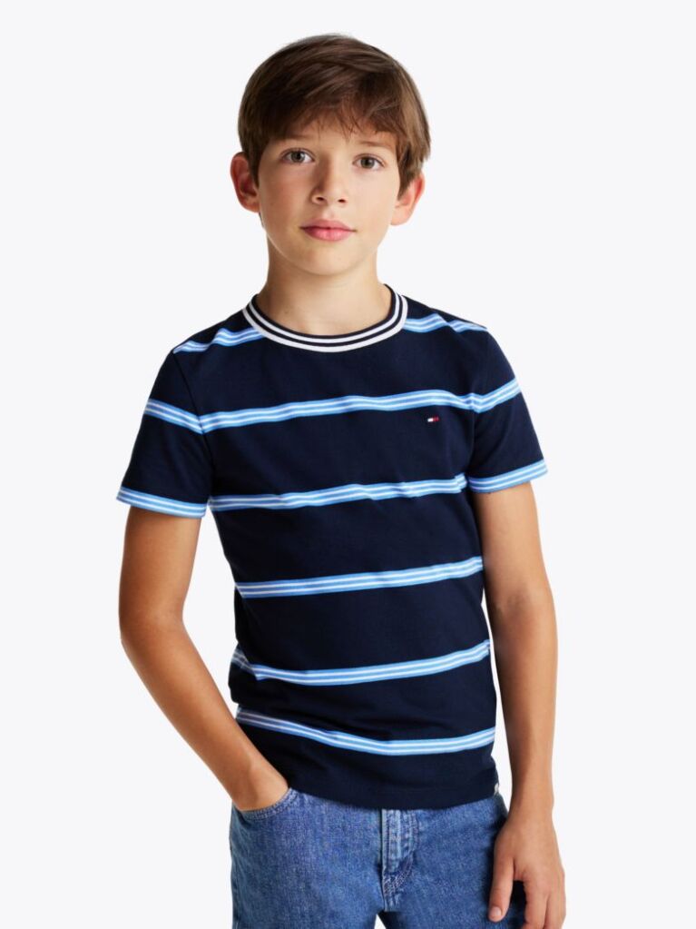 Multi Stripe Crew Neck T-Shirt  Boys