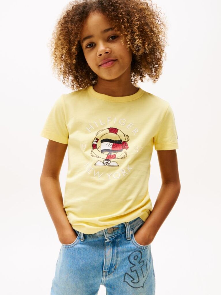 Yellow Flag Character Back Logo T-Shirt  Boys