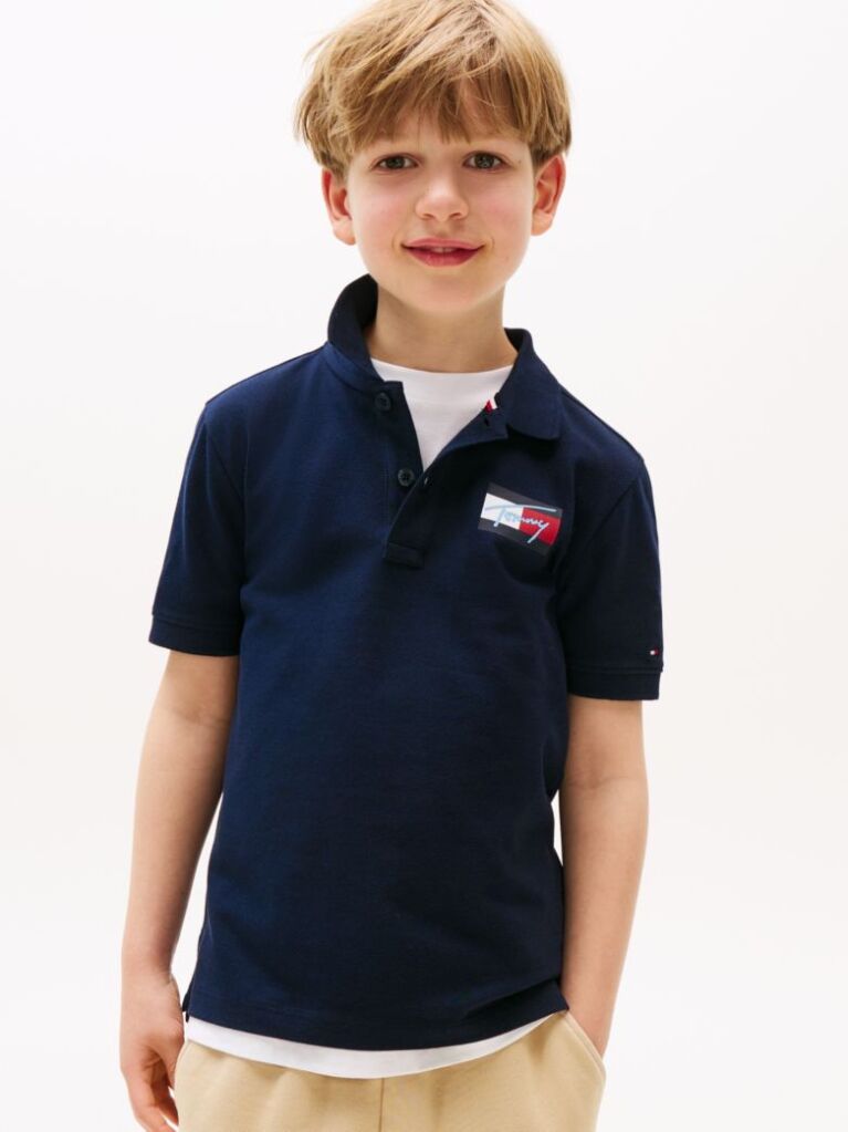 Blue Signature Logo Regular Fit Polo Shirt  Boys