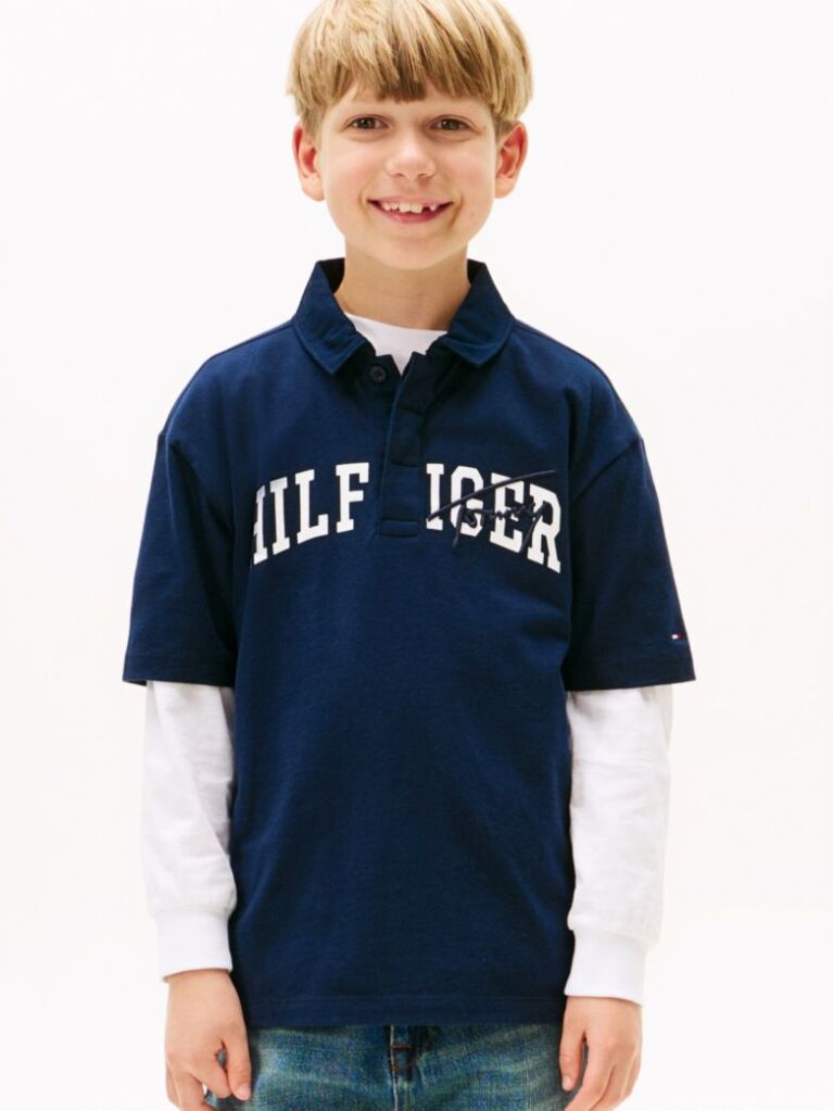 Blue Mixed Logo Regular Fit Polo Shirt  Boys