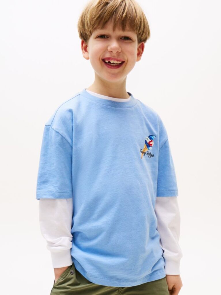 Blue Back Graphic Textured T-Shirt  Boys