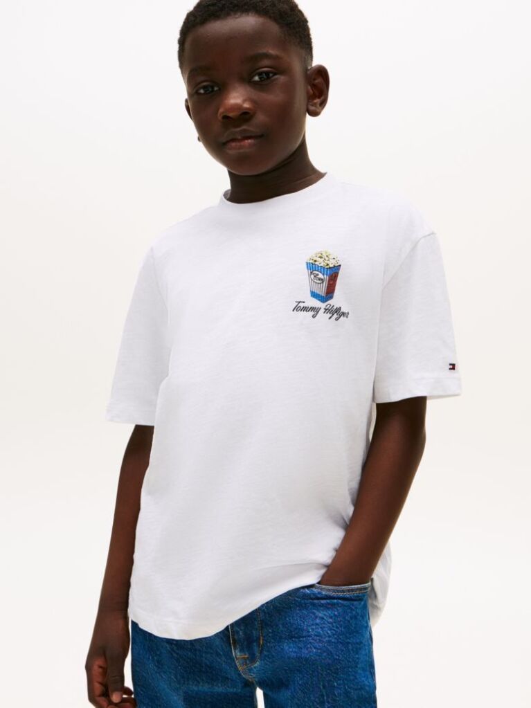 White Back Graphic Textured T-Shirt  Boys