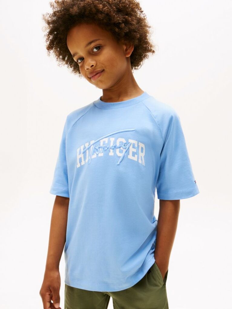 Blue Mixed Logo Raglan Sleeve T-Shirt  Boys
