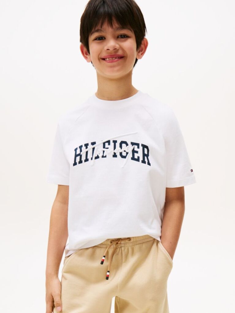 White Mixed Logo Raglan Sleeve T-Shirt  Boys