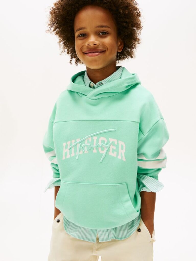 Green Mixed Logo Graphic Hoody  Boys
