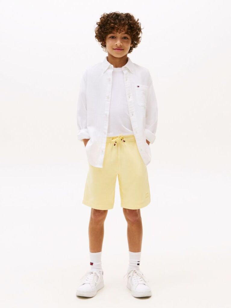 Yellow Tonal Flag Embroidery Sweat Shorts  Boys