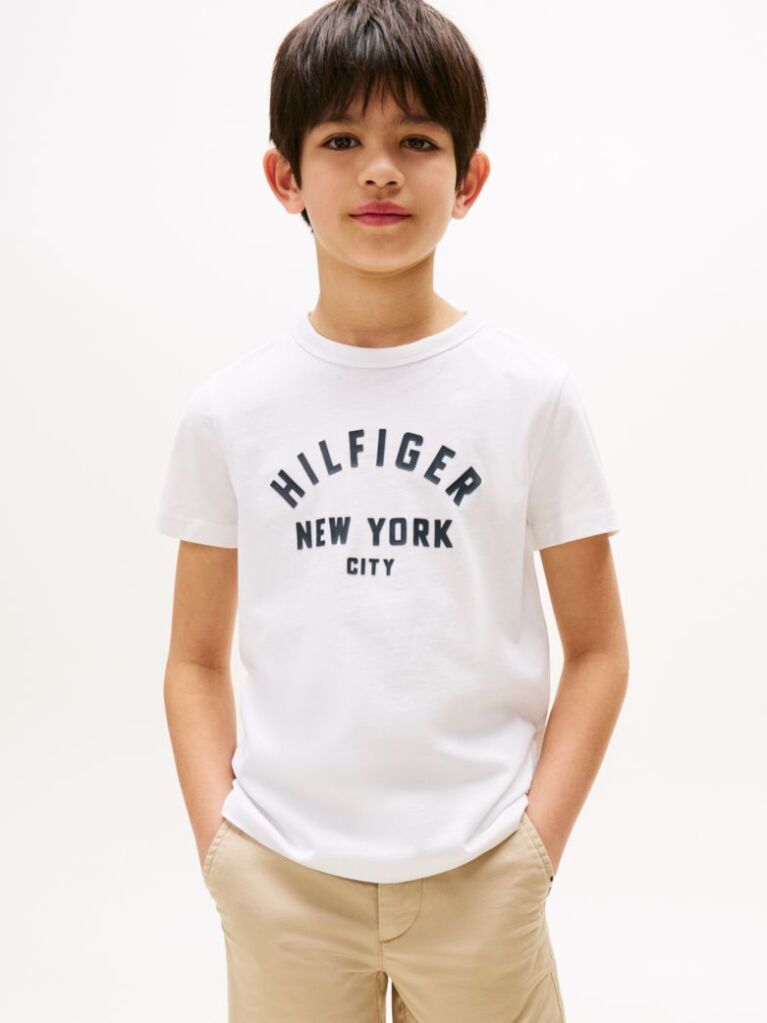 White Curved Graphic T-Shirt  Boys